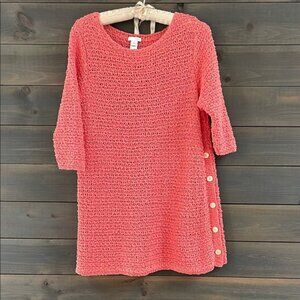 J. Jill Pink Crew Neck Sweater with Textured Knit